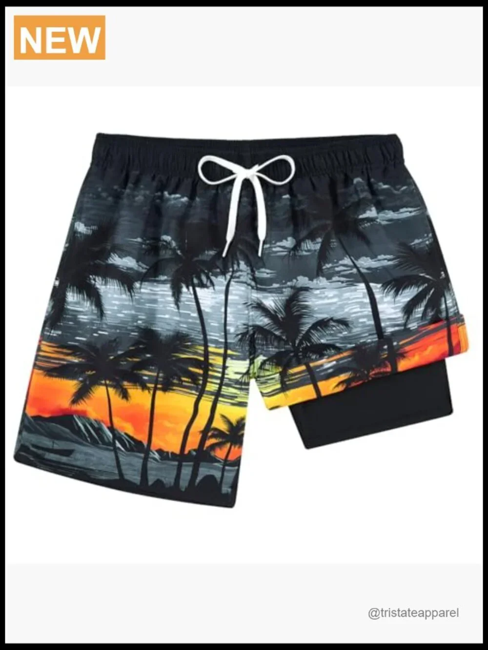 Men's 9 inch Board Shorts with Compression Liner Quick Dry Swim Trunks with
